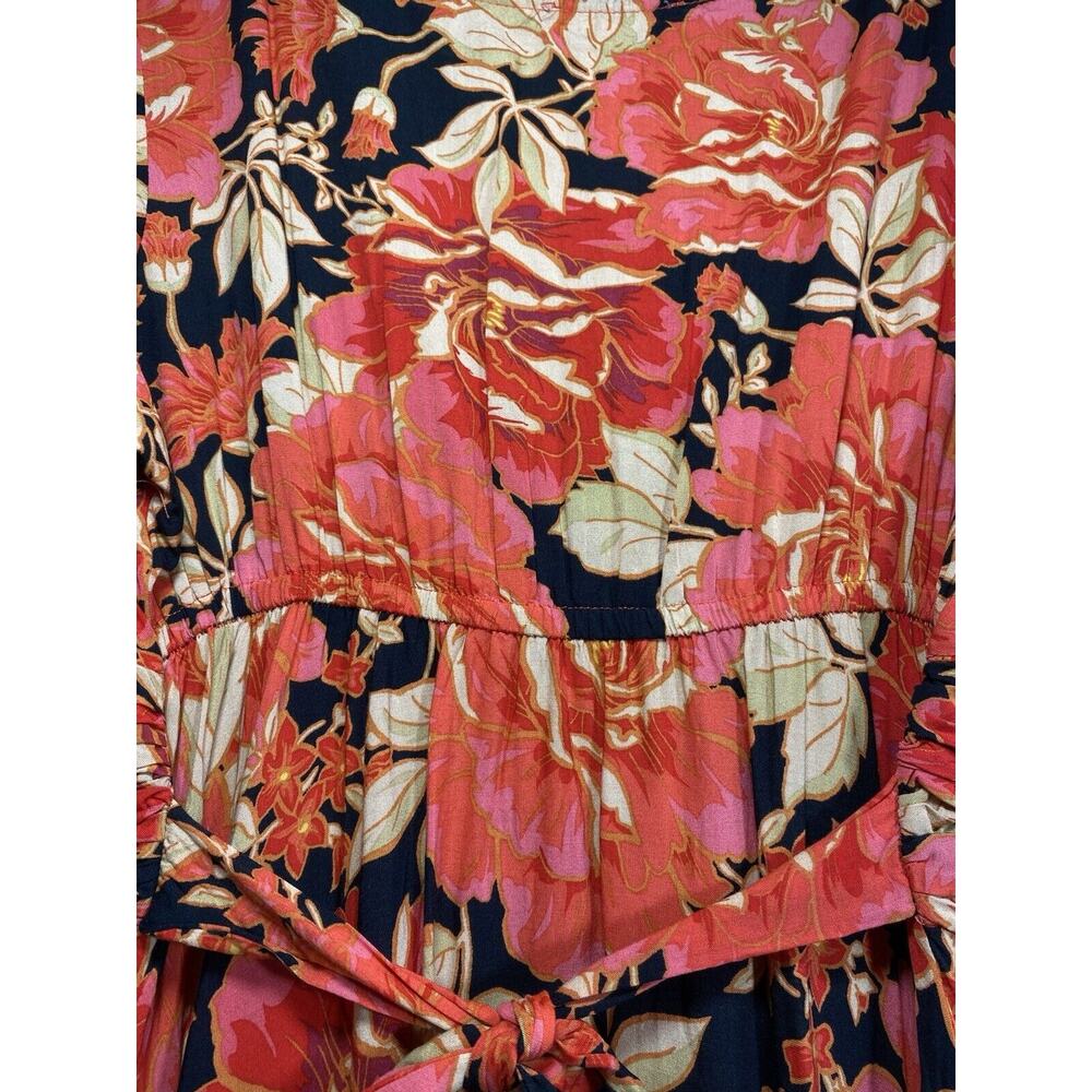 Abel the Label Vivid Dream Dress Womens XS Red Black Floral Ruffle Sleeve Maxi - Picture 4 of 10